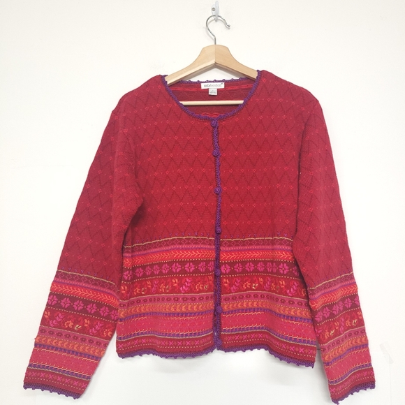 Vintage MFA Boston Christmas Knit SweaterCrochet Button CoversEmbroidered Border - Picture 2 of 11
